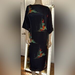 Neiman Marcus “Don Wolf” Elegant Black Floral Dress